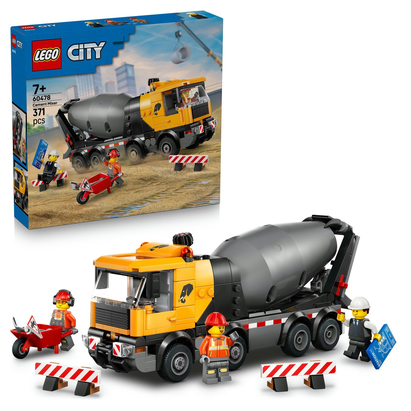 LEGO City Cement Mixer Truck Toy for Kids 60478 PREORDER