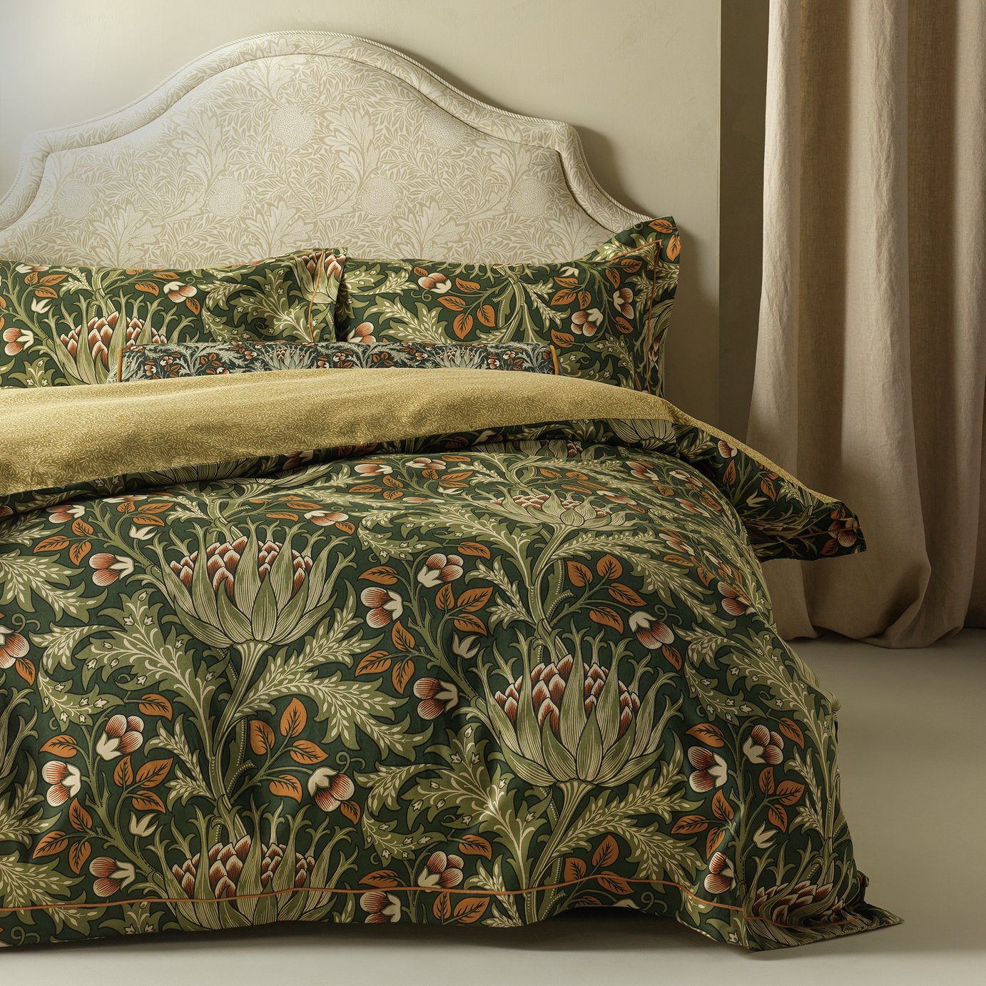 Habitat x Morris & Co. Artichoke Cotton Reversible Green Bedding Set - Superking
