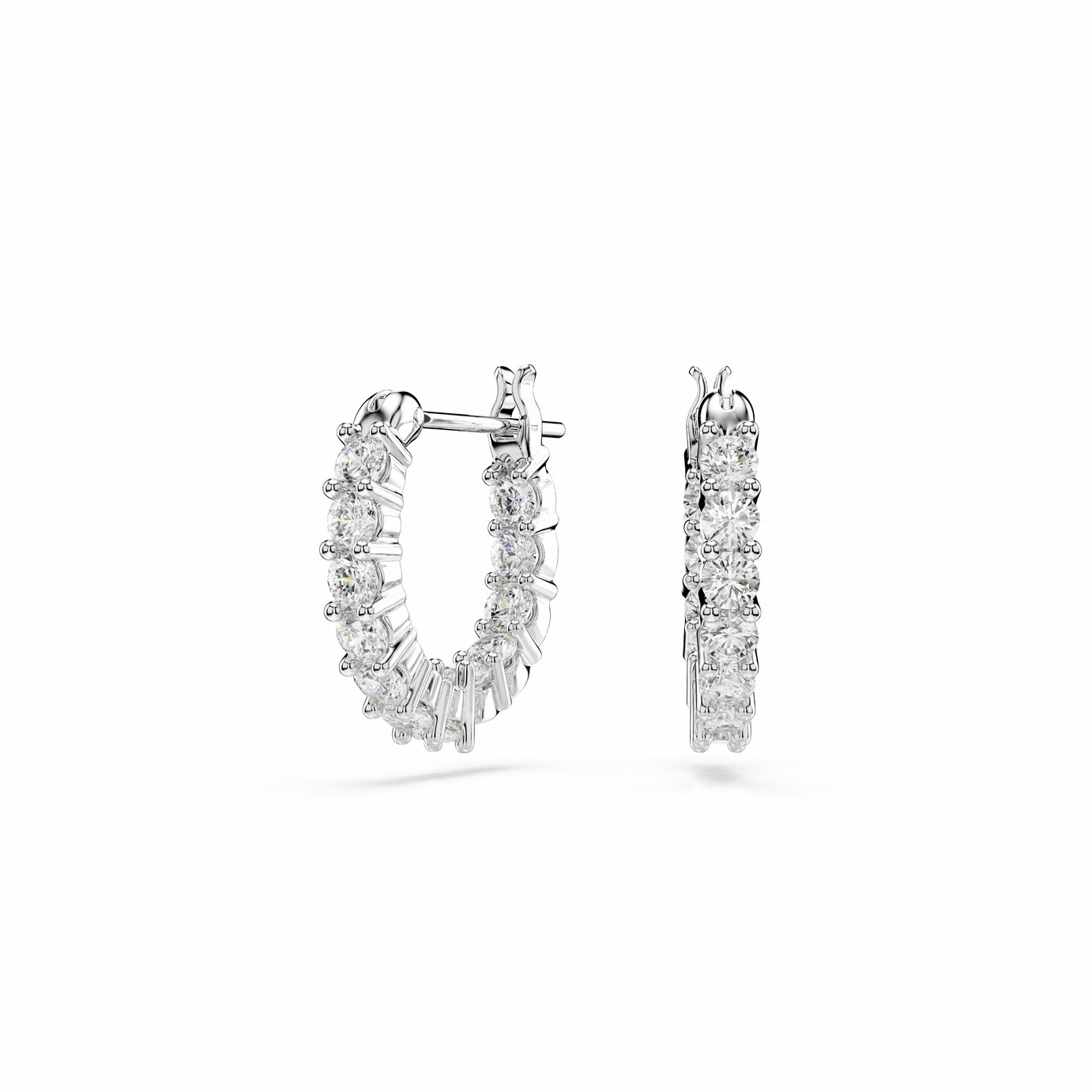 Swarovski Matrix Vittore White Crystal Stones Hoop Earrings