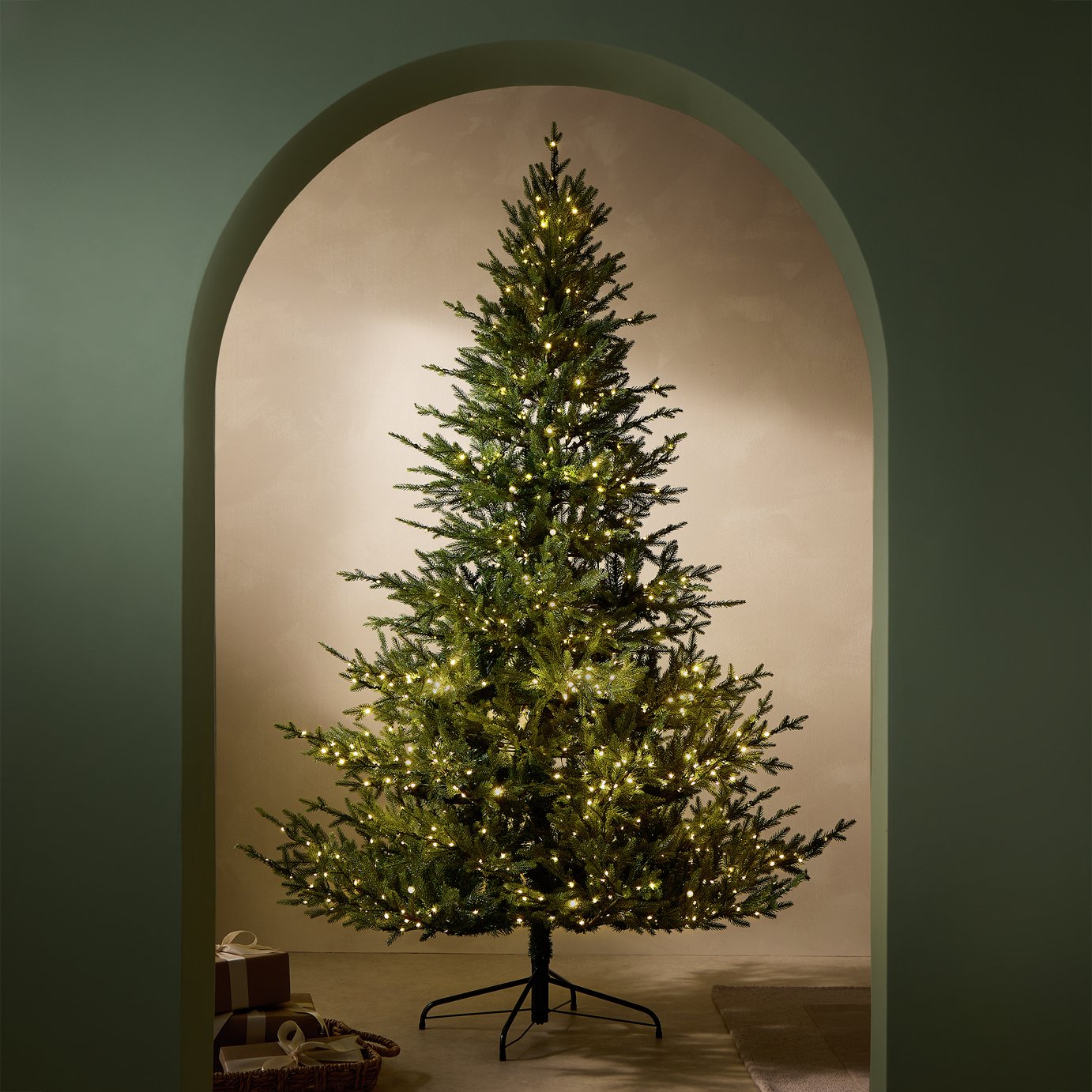 Habitat 7ft Green Premium Upswept Pre Lit Christmas Tree