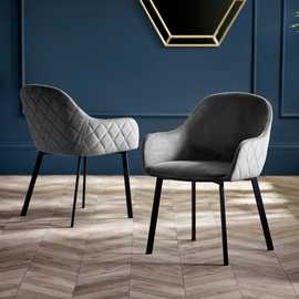 Julian Bowen Lima Pair of Velvet Dining Chairs - Grey