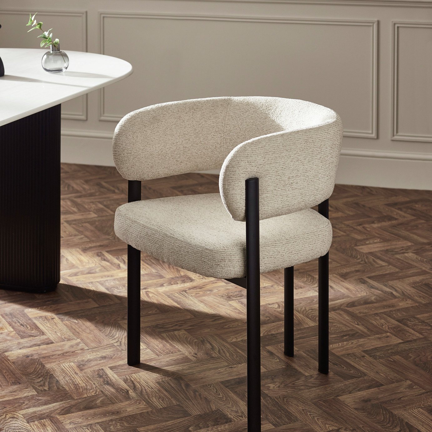 Julian Bowen Bolivia Pair of Fabric Dining Chairs - Cream