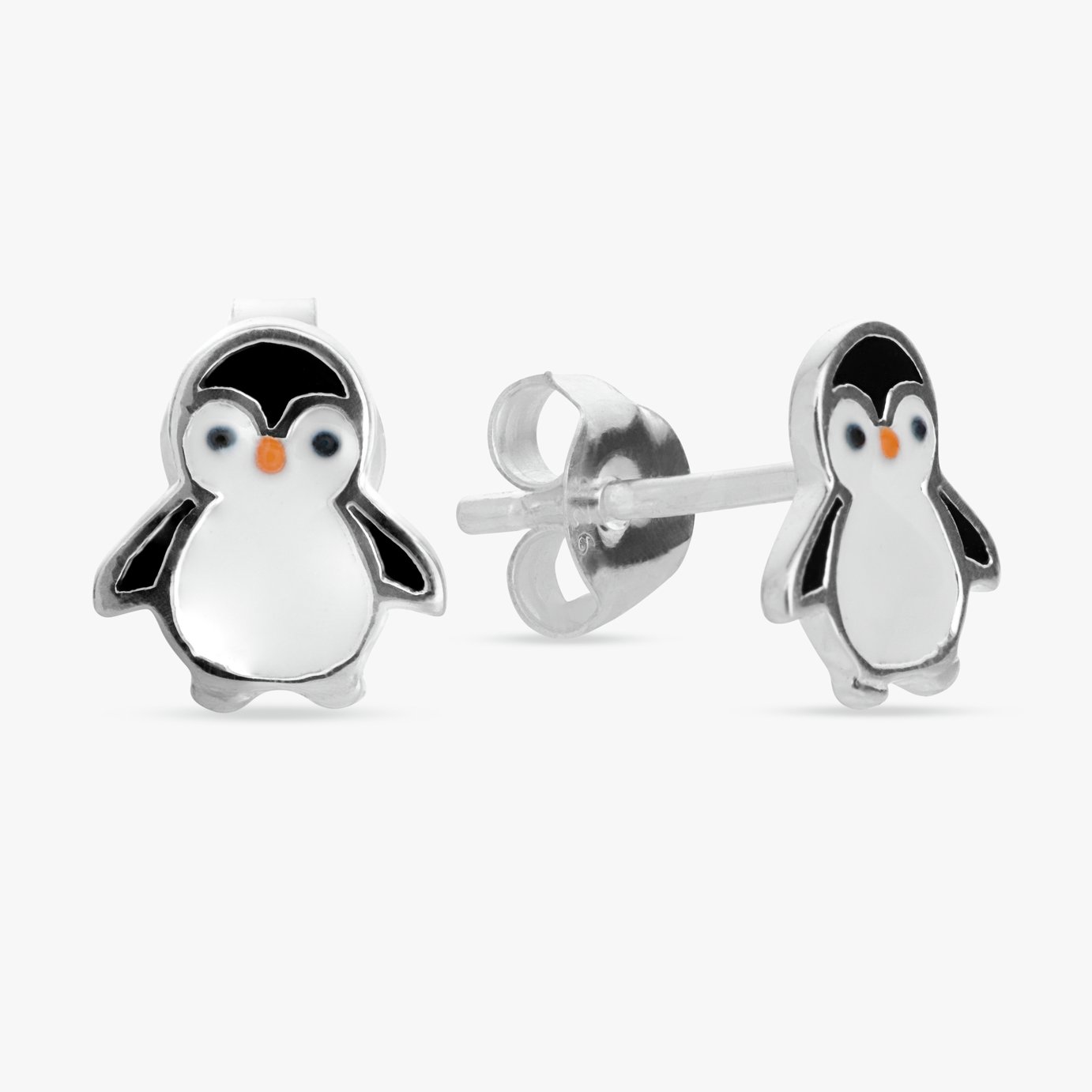 Revere Sterling Silver Enamel Penguin Stud Earrings