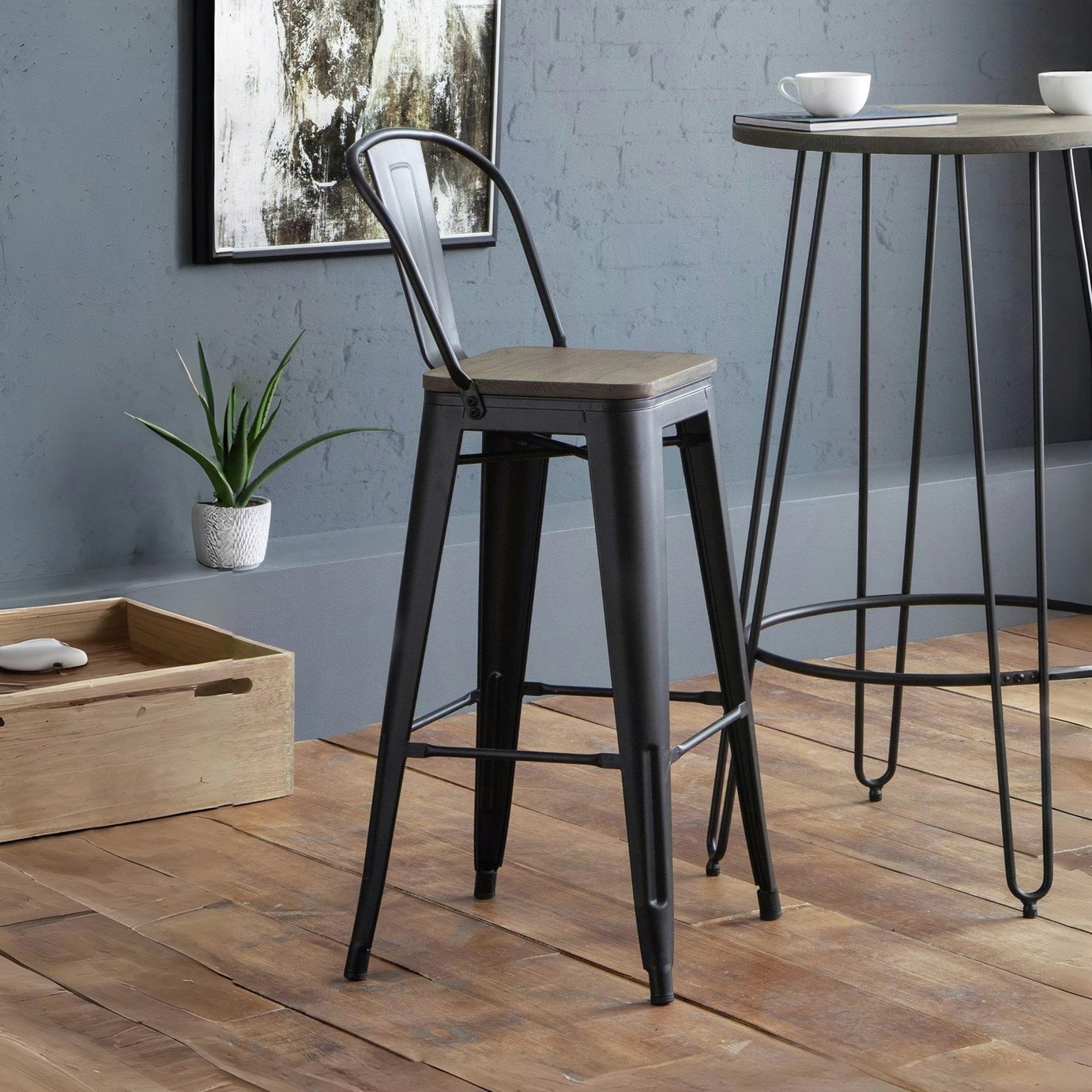 Julian Bowen Grafton Pair of Bar Stools - Black