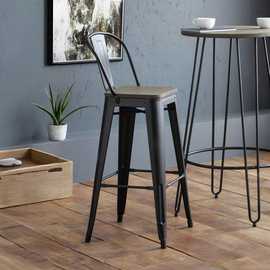 Julian Bowen Grafton Pair of Bar Stools - Black