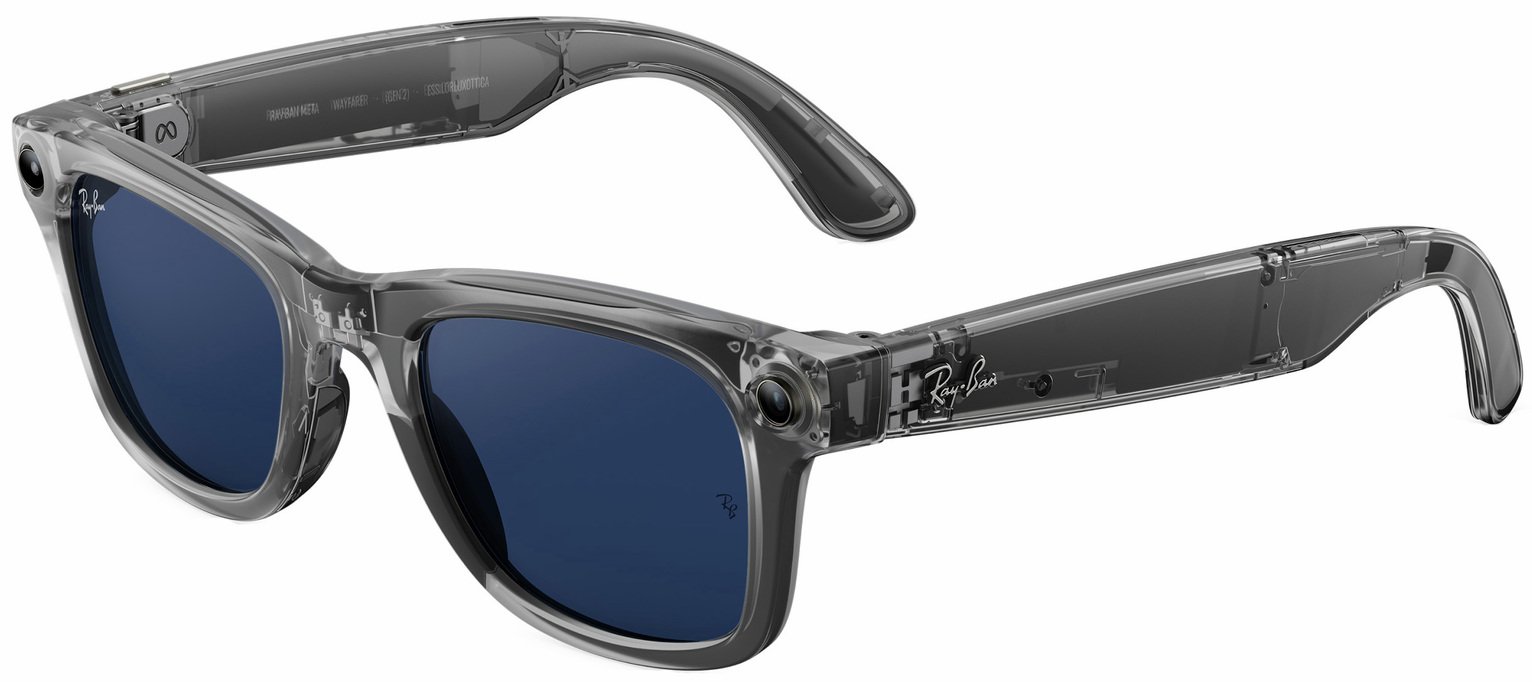 Ray-Ban Meta Wayfarer Gen 2 - Shiny Transparent Grey, Transitions Sapphire