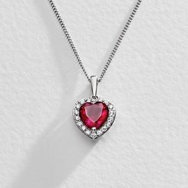 Revere Sterling Silver Ruby Colour Heart Pendant