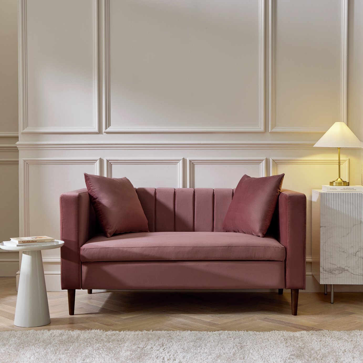 Argos Home Everly Fabric 2 Seater Sofa - Pink
