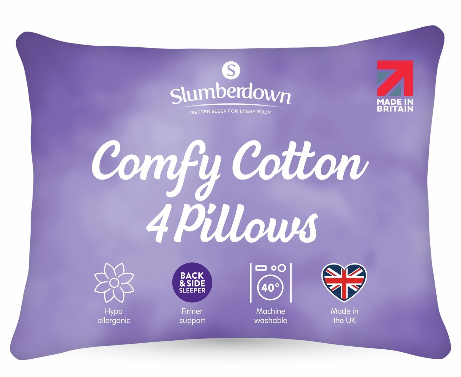 Slumberdown Comfy Firm Pillow - 4 Pack