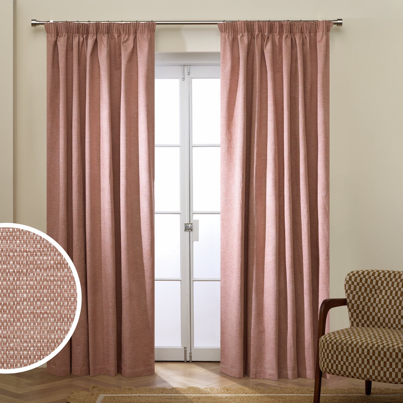 Habitat Basket Weave Pencil Pleat Curtains