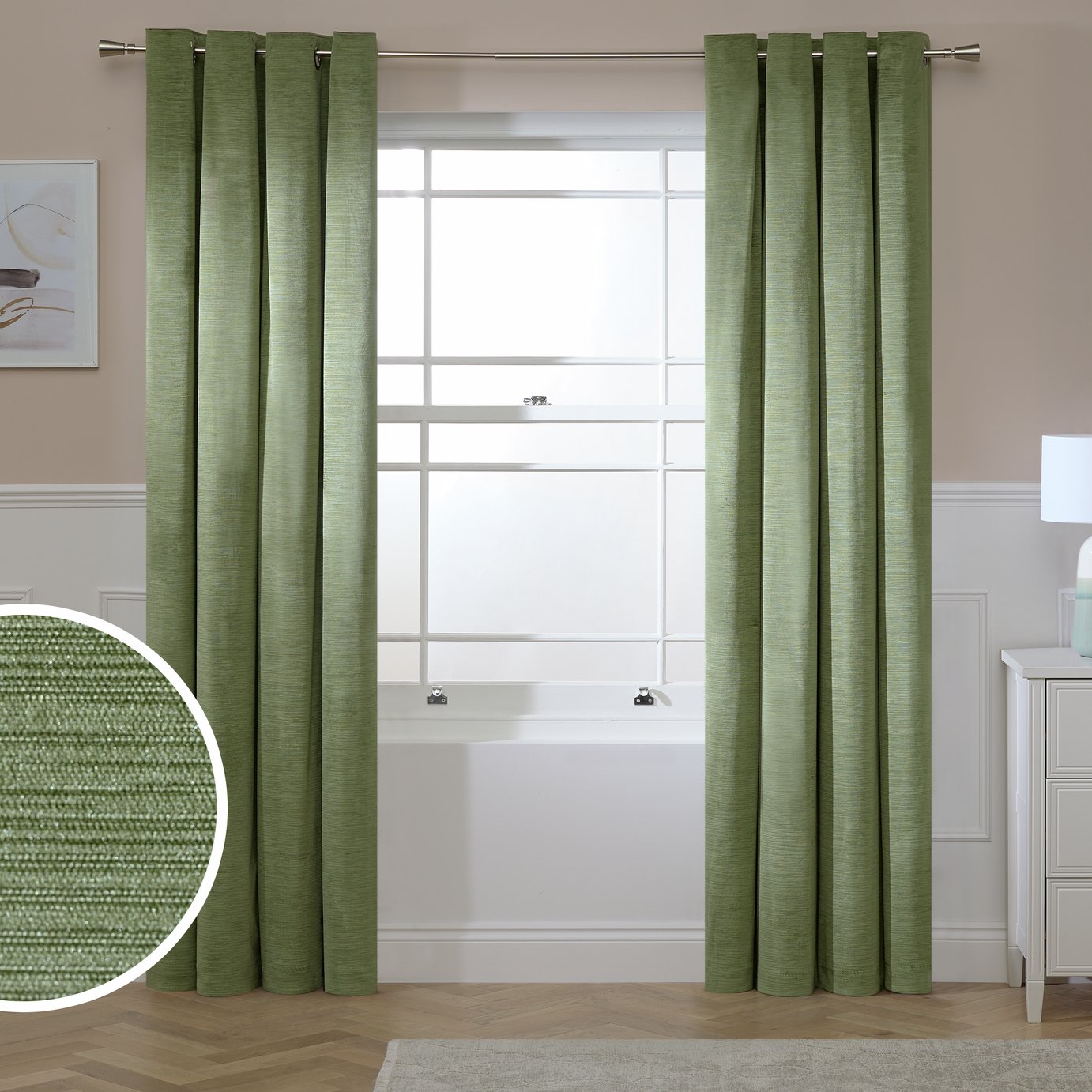 Argos Home Ribbed Velvet Blackout Eyelet Curtain Grey