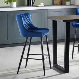Julian Bowen Luxe Velvet Bar Stool - Blue