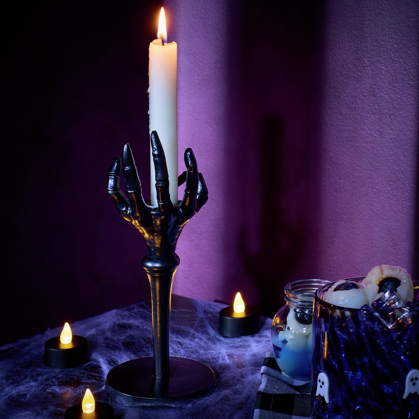 Argos Home Black Skeleton Hand Taper Candle Holder