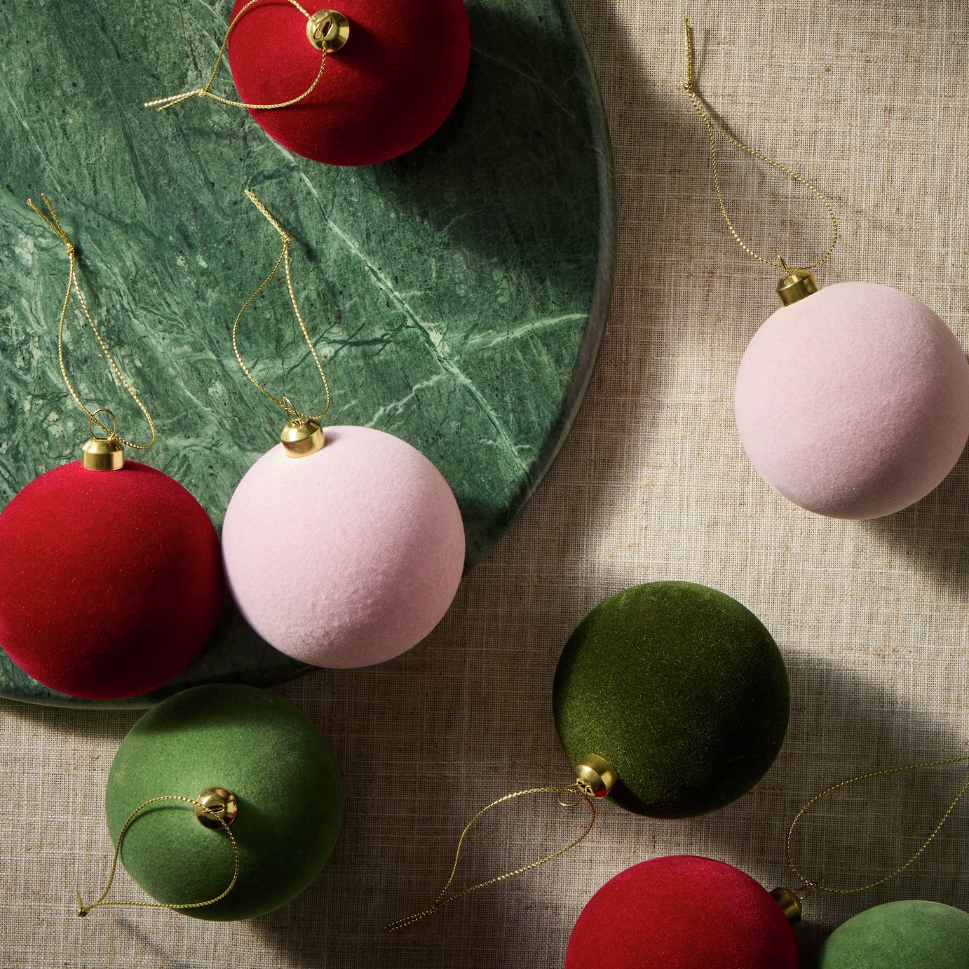 Habitat Velvet Shatterproof Christmas Baubles - Pack of 9