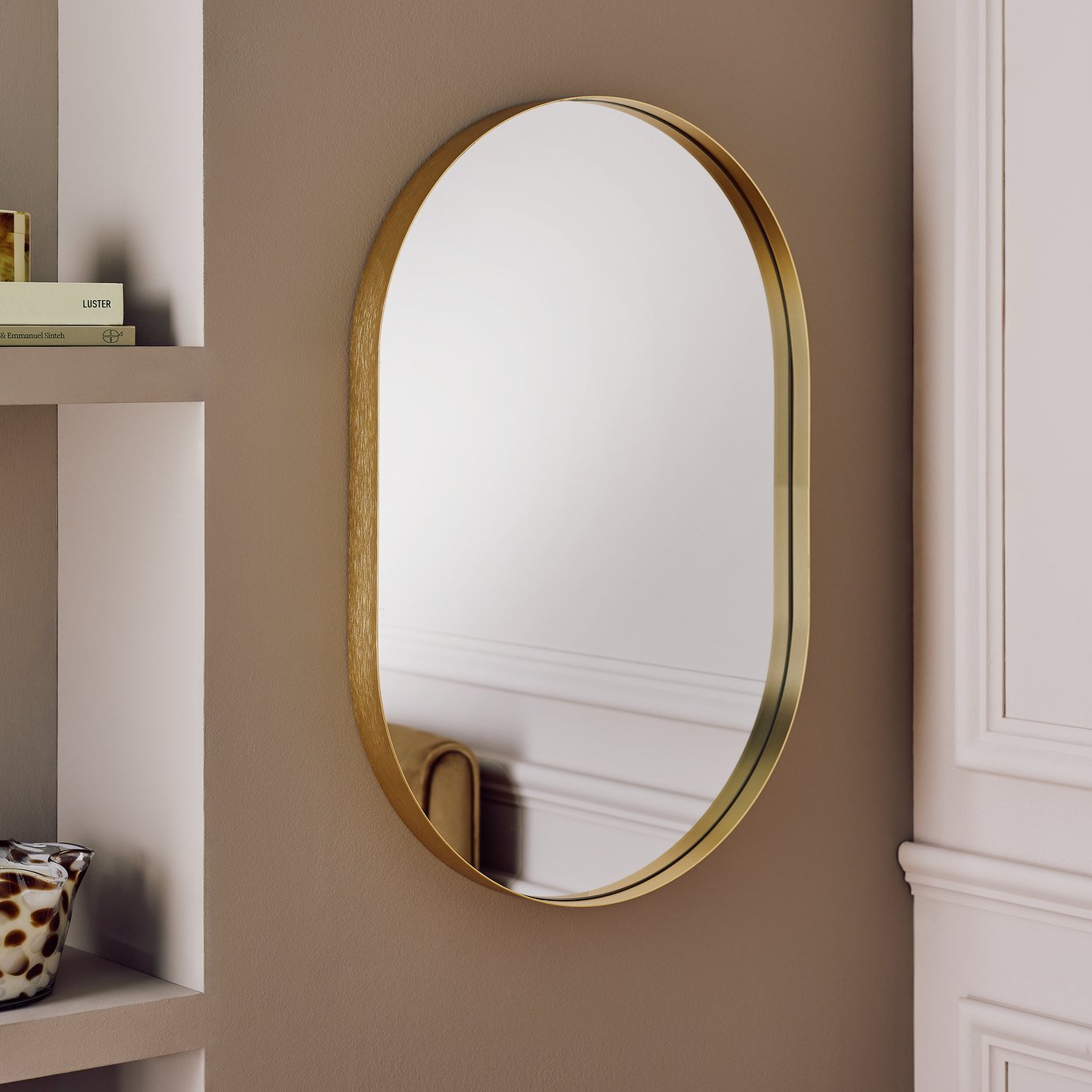 Argos Home Gold Aluminium Pill Shaped Wall Mirror - 60x40cm