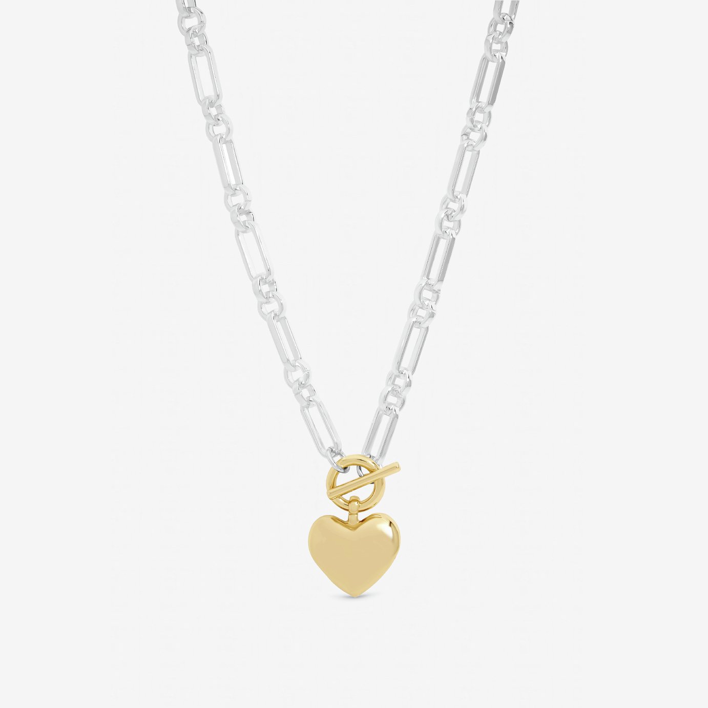 Lipsy Mood Two Tone Heart Link Necklace
