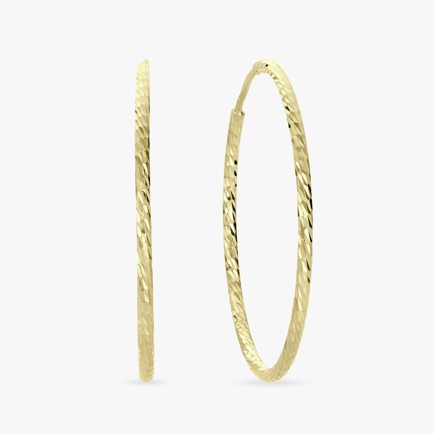 Revere Gold Plated Silver Diamond Cut Sleeper Hoop Earrings