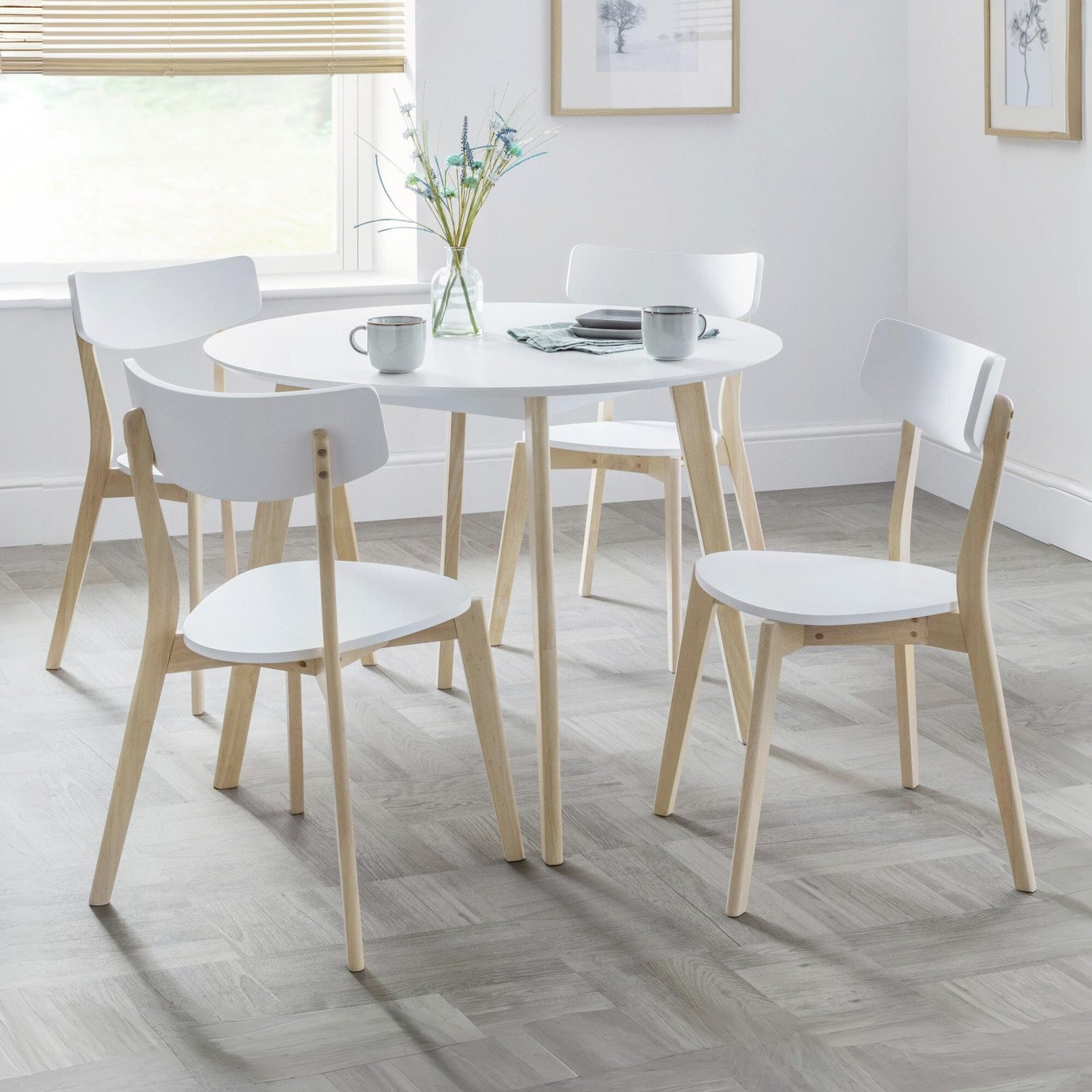 Julian Bowen Casa Pair of Dining Chairs - White & Oak