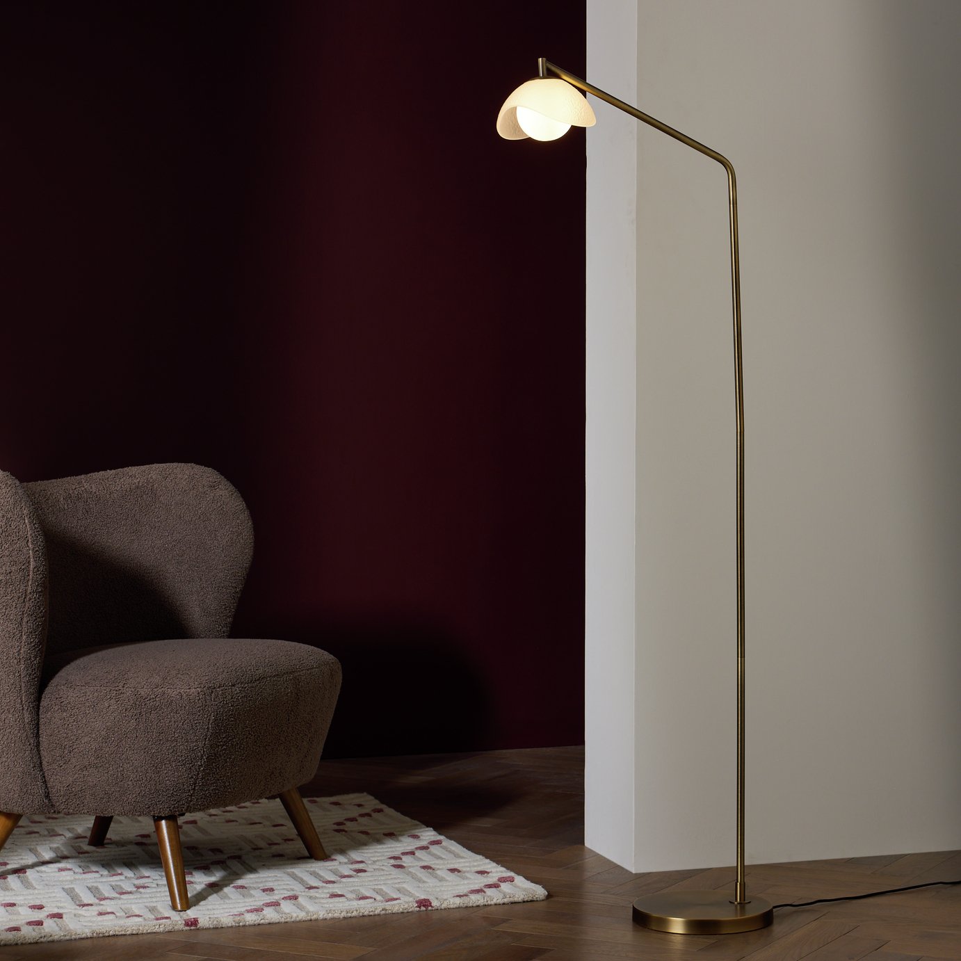Habitat Arti Textured Glass Floor Lamp - Brass
