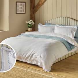 Argos Home Embroidered Scallop Edge White Bedding Set - Single