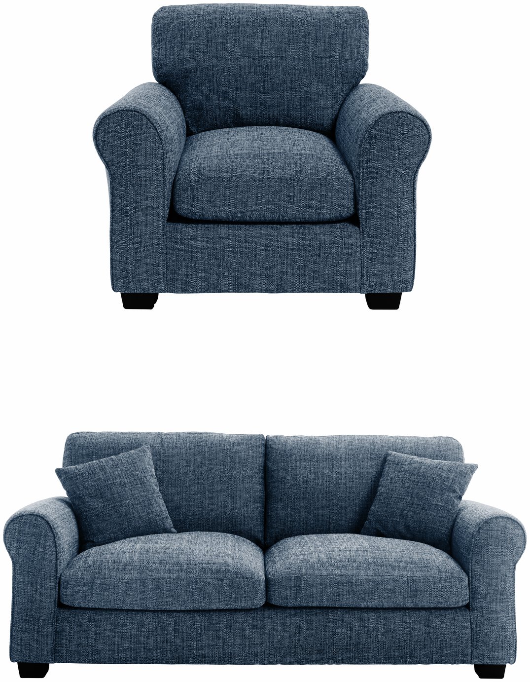 Argos Home Lisbon Fabric Chair & 2 Seater Sofa - Blue