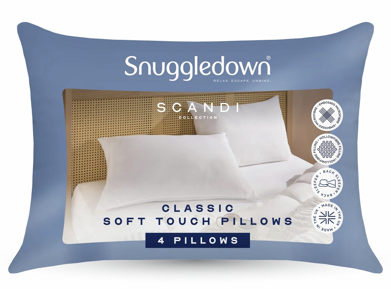 Snuggledown Scandi Classic Soft Touch Pillows - 4 Pack