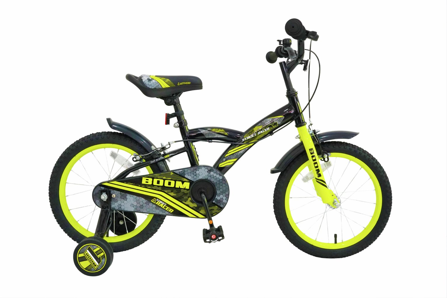 Active Go Boom Street Racer 16Inch Wheel Size Boys Mountain Bike - Lime & Black