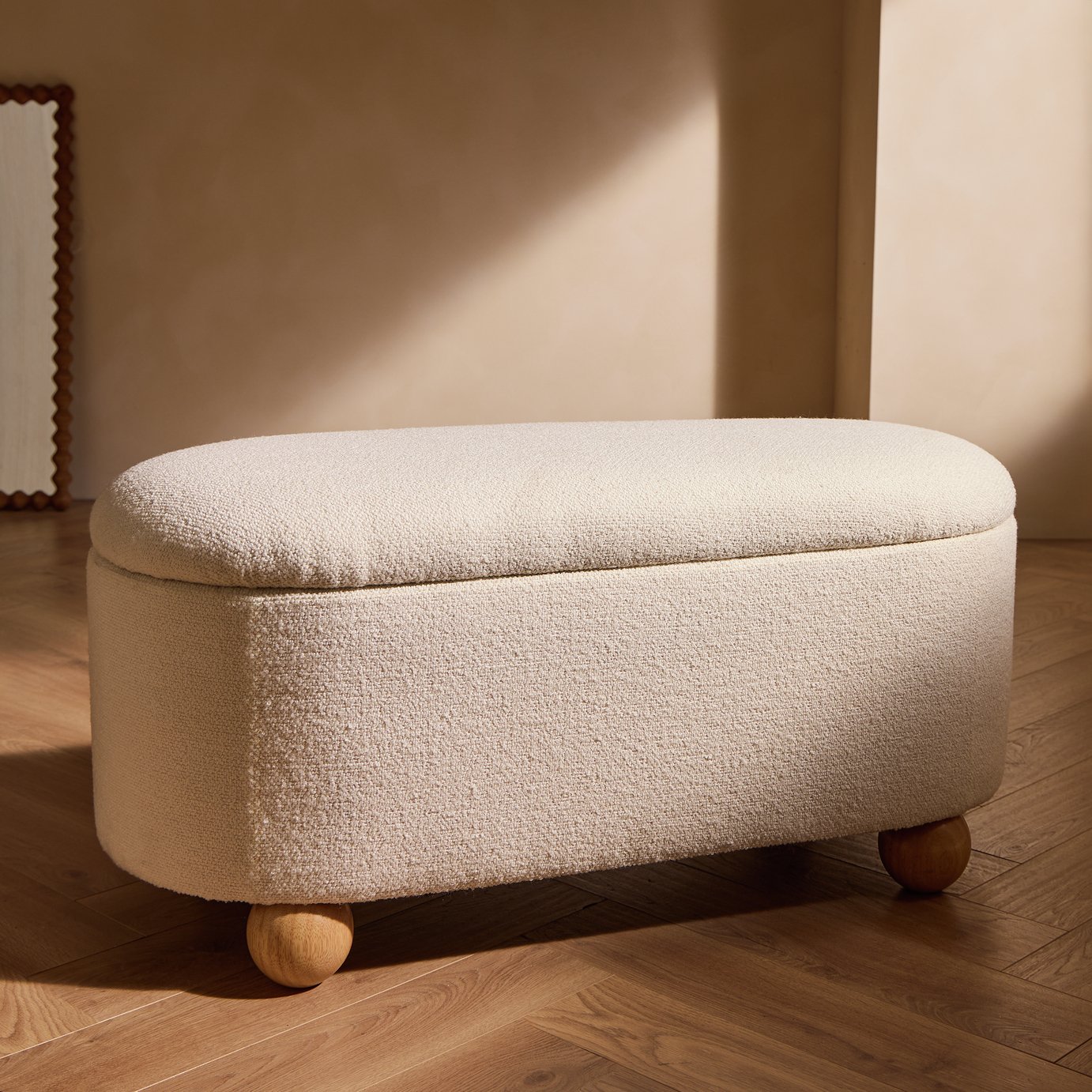 Habitat Poppy Boucle Ottoman - Natural
