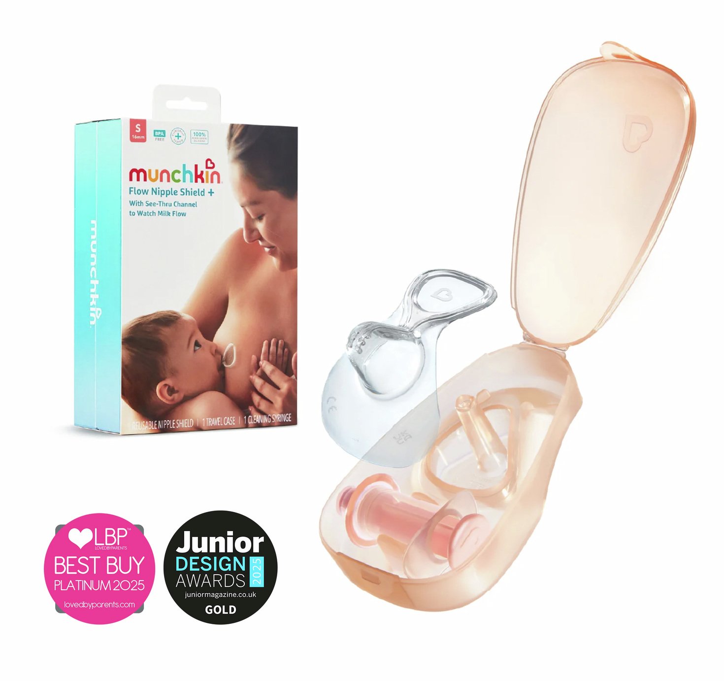 Munchkin Flow 16mm Nipple Shield+ Starter Kit