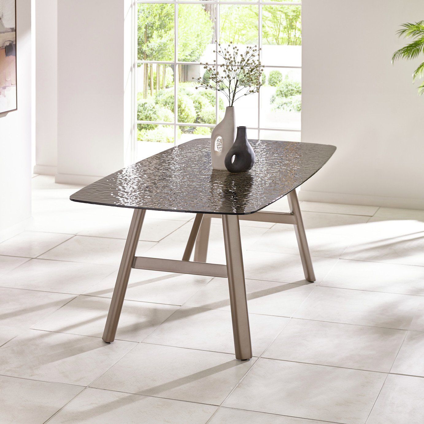 Julian Bowen Callisto Glass 6 Seater Dining Table - Taupe