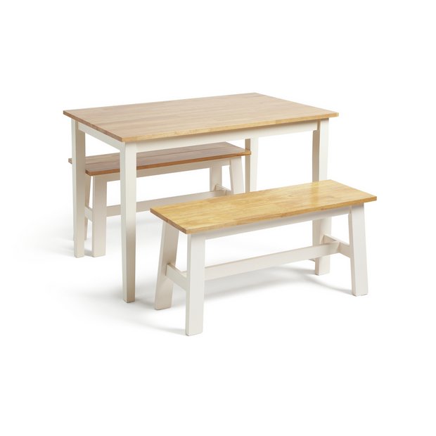 Buy Habitat Chicago Solid Wood Table 2 Off White Benches