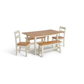 Habitat Chicago Extending Table, 2 Benches & 2 Chairs