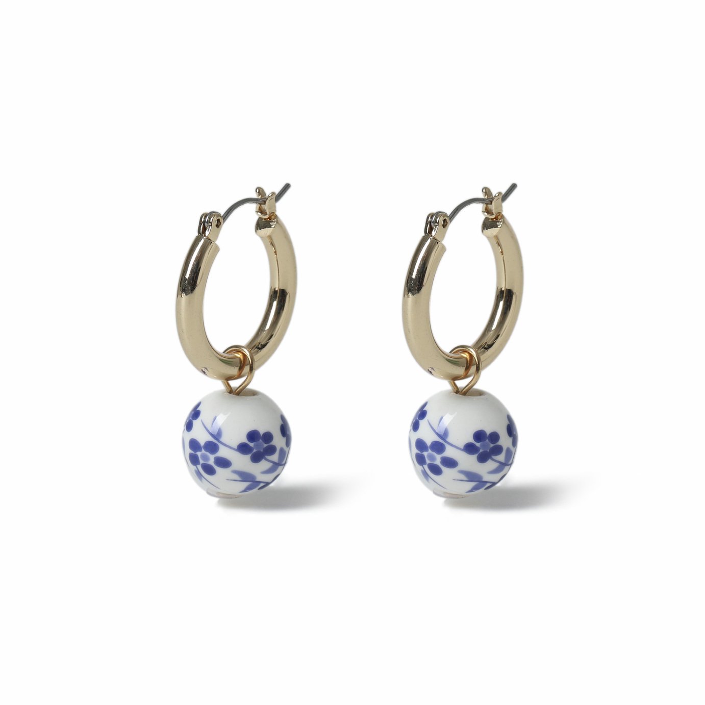 Freedom Blue & White Mosiac Ball Hoop Earrings