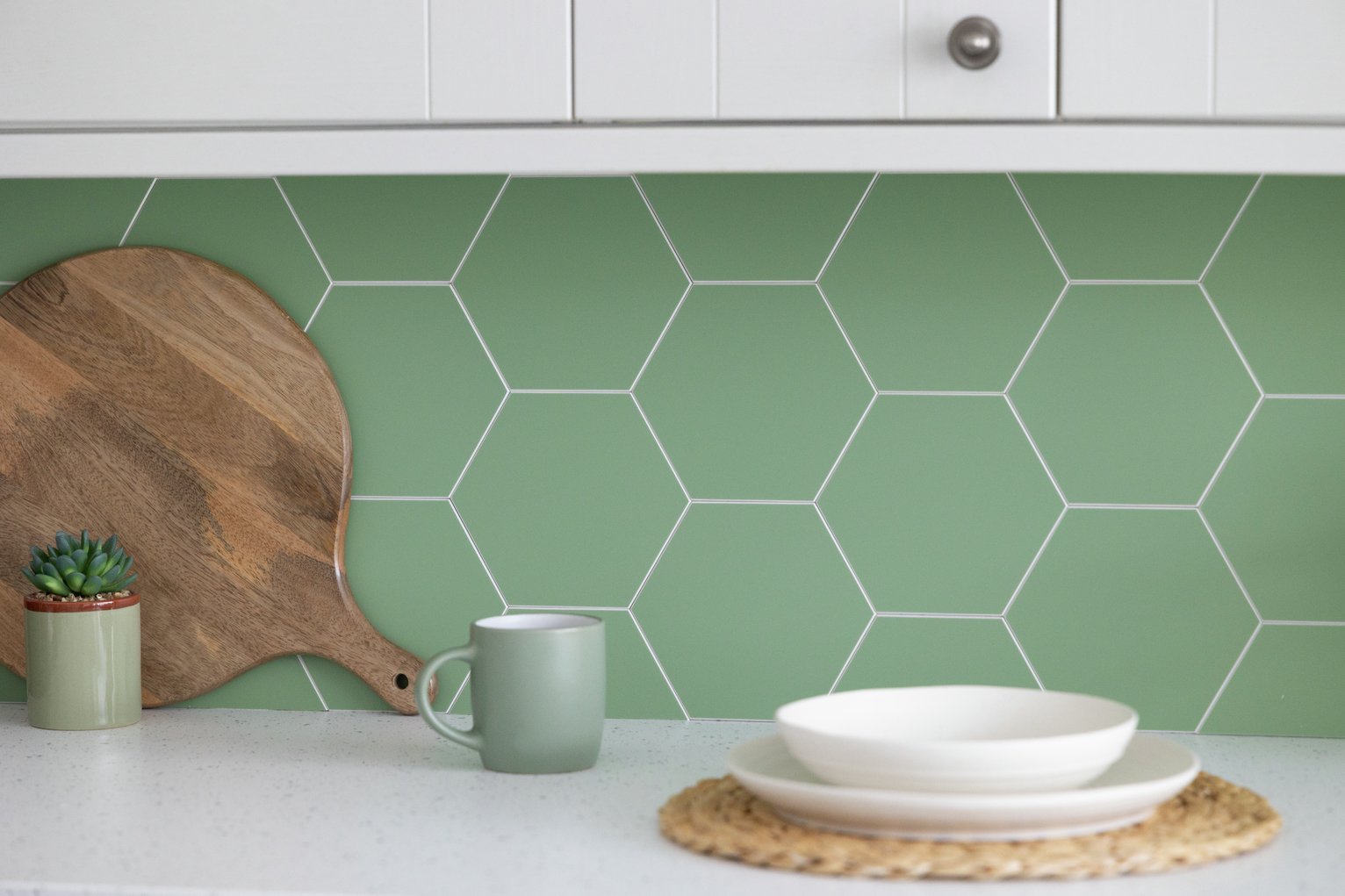 Wallpops Hexagon Green Tiles Wall Sticker