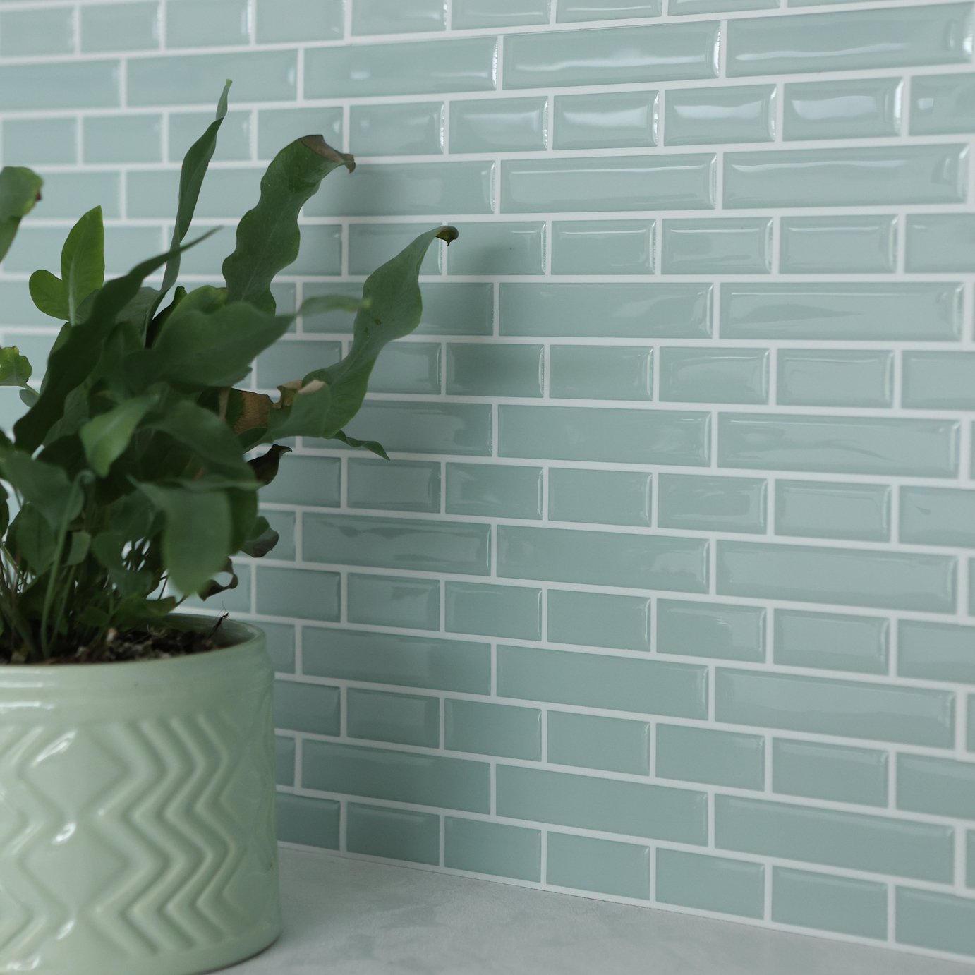 In Home Sea Glass 3D Blue Tiles Wall Sticker