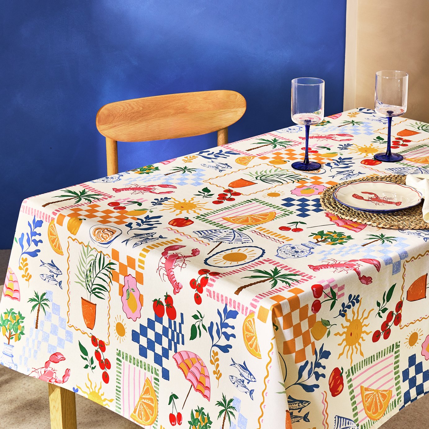 Argos Home Med Coastal Wipe Clean Table Cloth - Cream