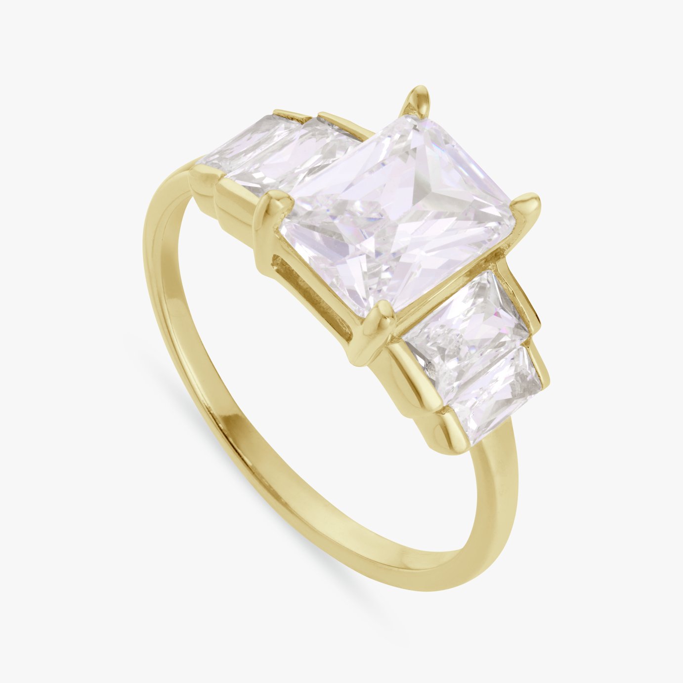 Revere Gold Plated Silver Cubic Zirconia Fashion Ring- Large