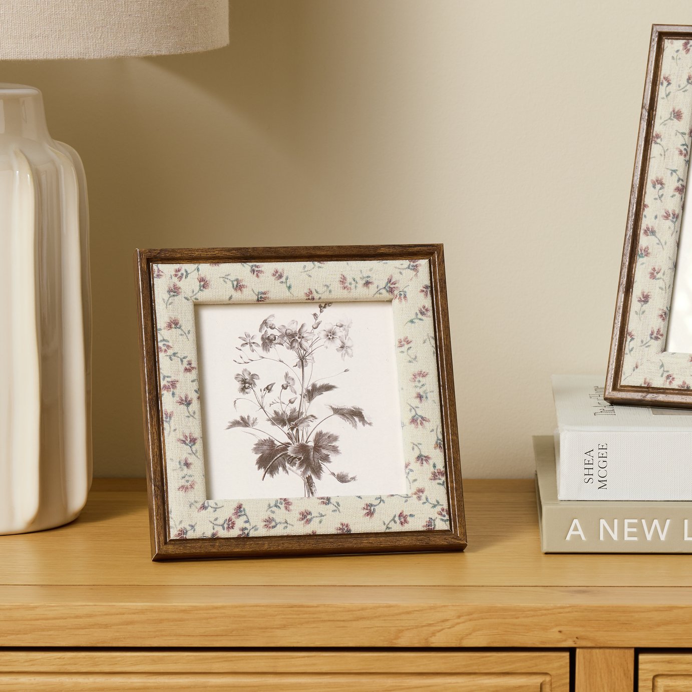 Argos Home Fabric Dark Wood Picture Frame - 5x5"