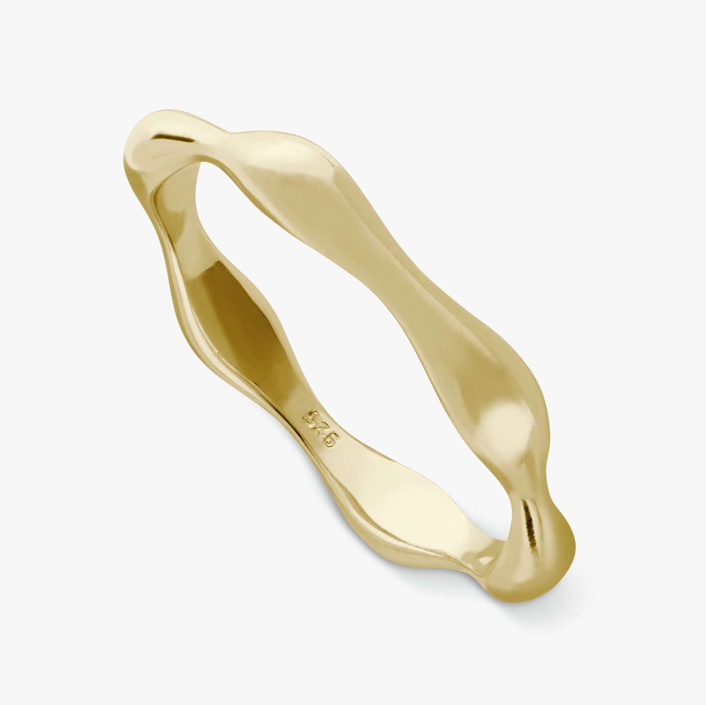 Revere Gold Plated Sterling Silver Bamboo Ring - Medium