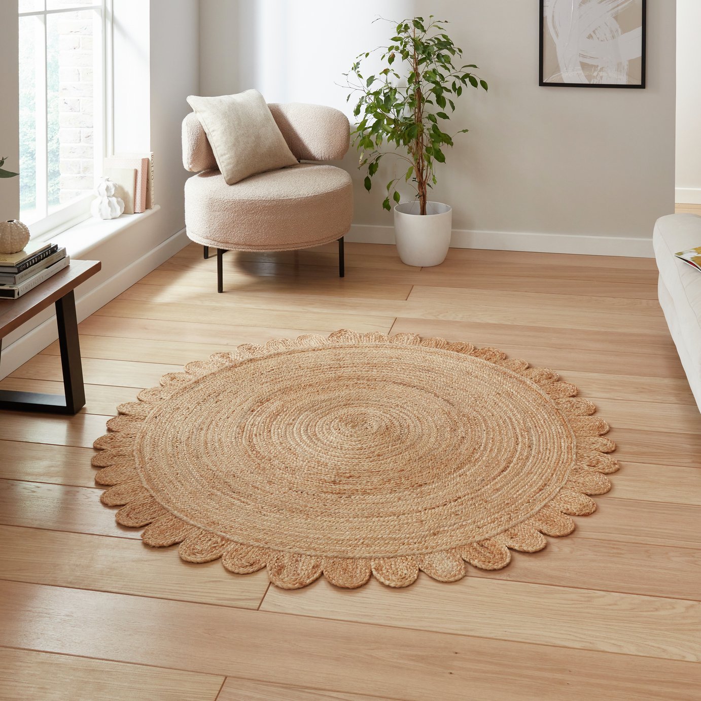 Think Rugs Savannah Round Natural Jute Flatweave Rug
