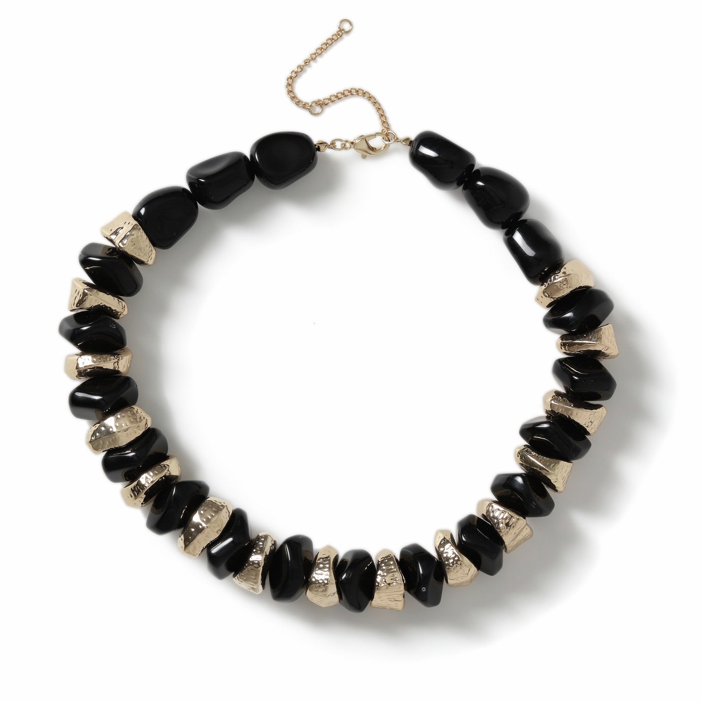 Freedom Black and Gold Nugget Bead Necklace