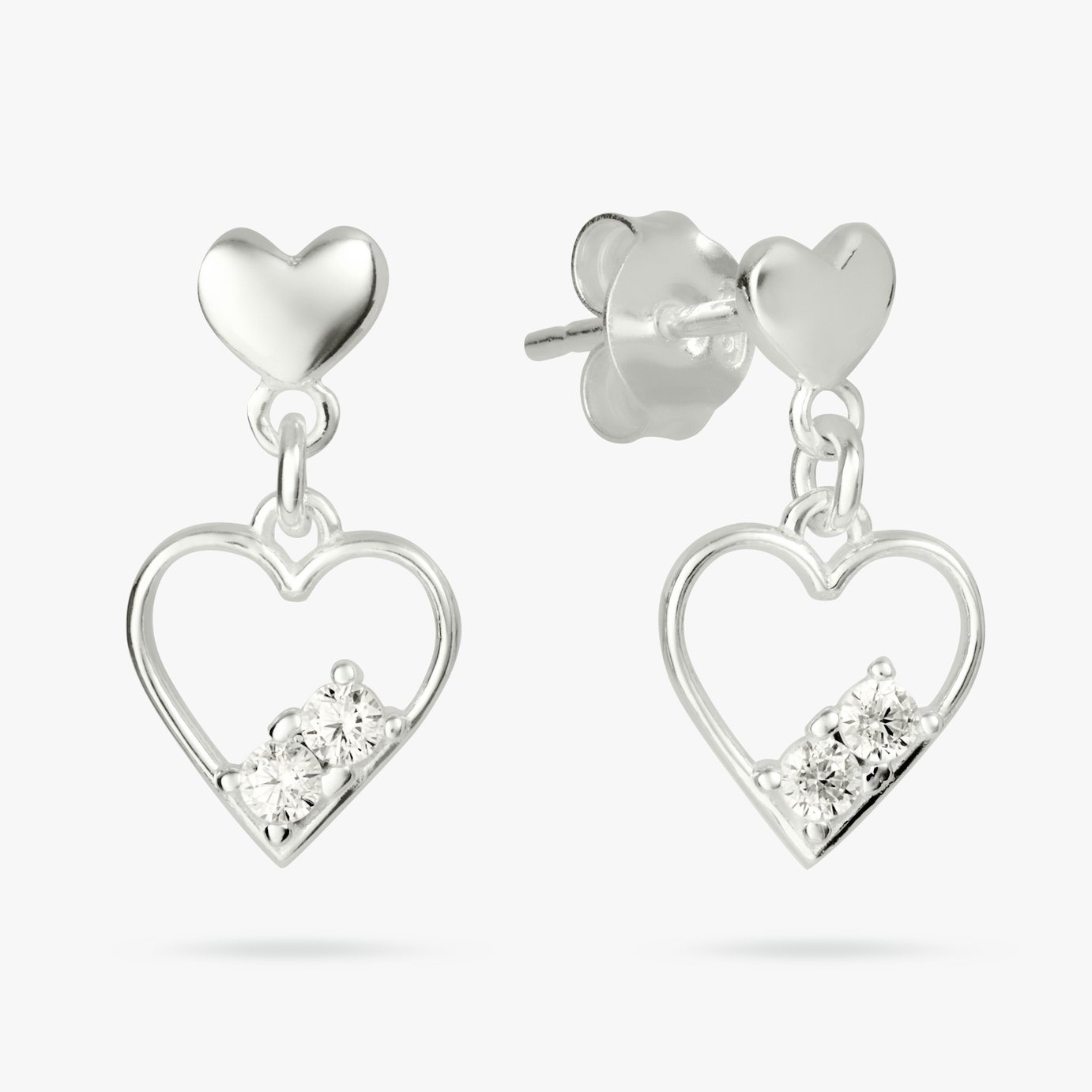 Revere Sterling Silver Cubic Zirconia Heart Drop Earrings