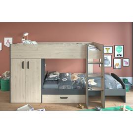 Parisot Bunk Bed with Storage and Mattress - Oak and Grey