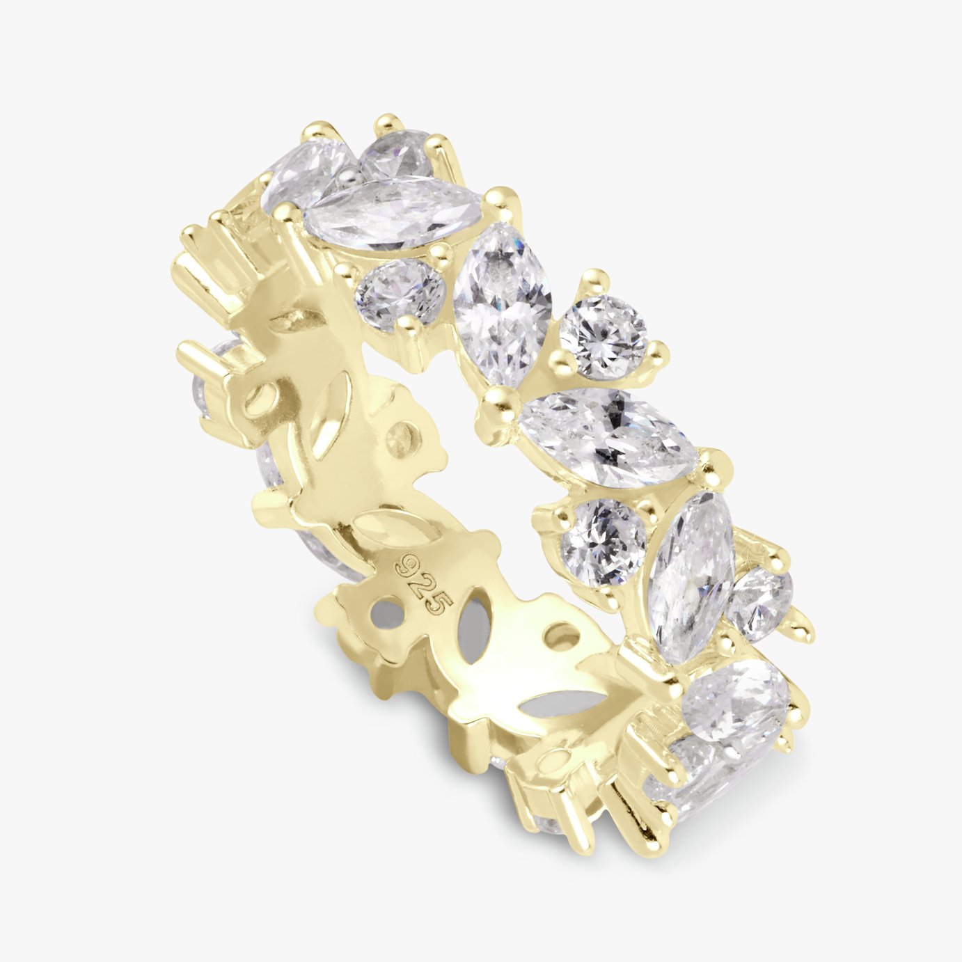 Revere Gold Plated Silver Marquise Eternity Ring - Small