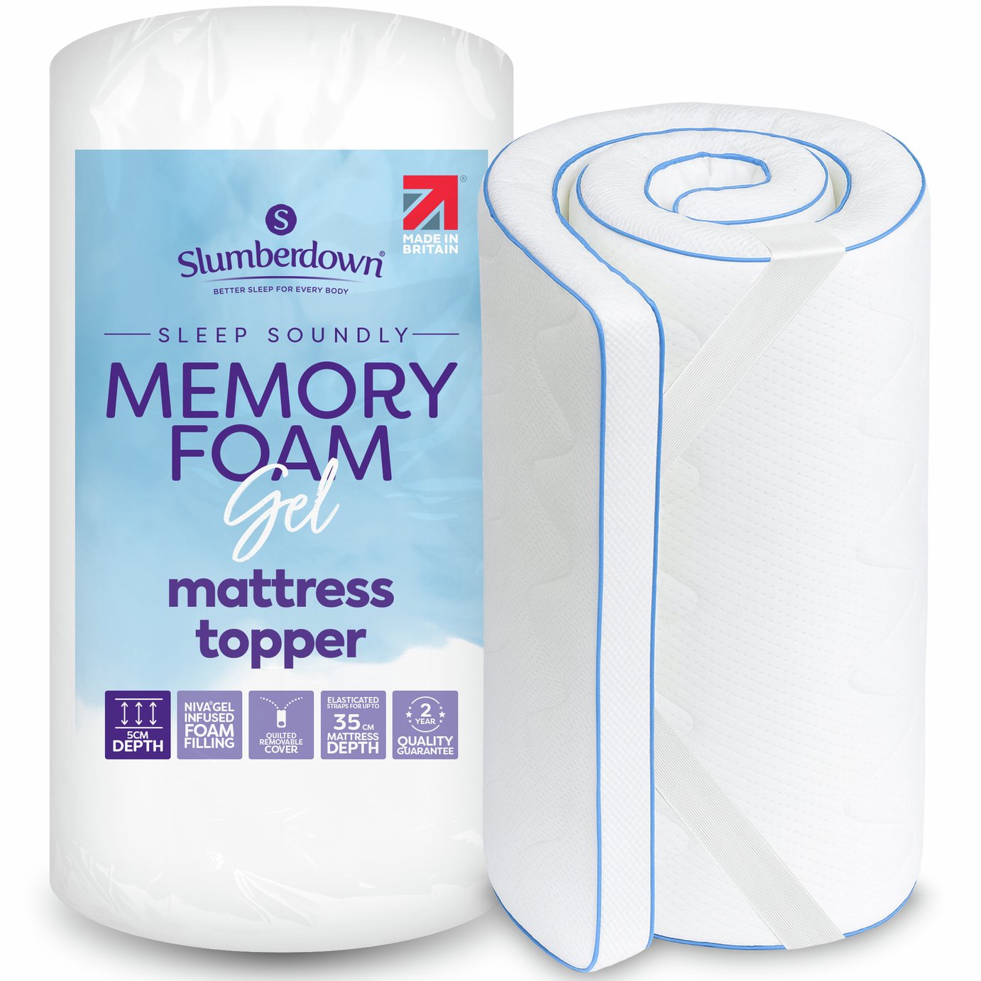 Slumberdown Gel Memory Foam 5cm Mattress Topper