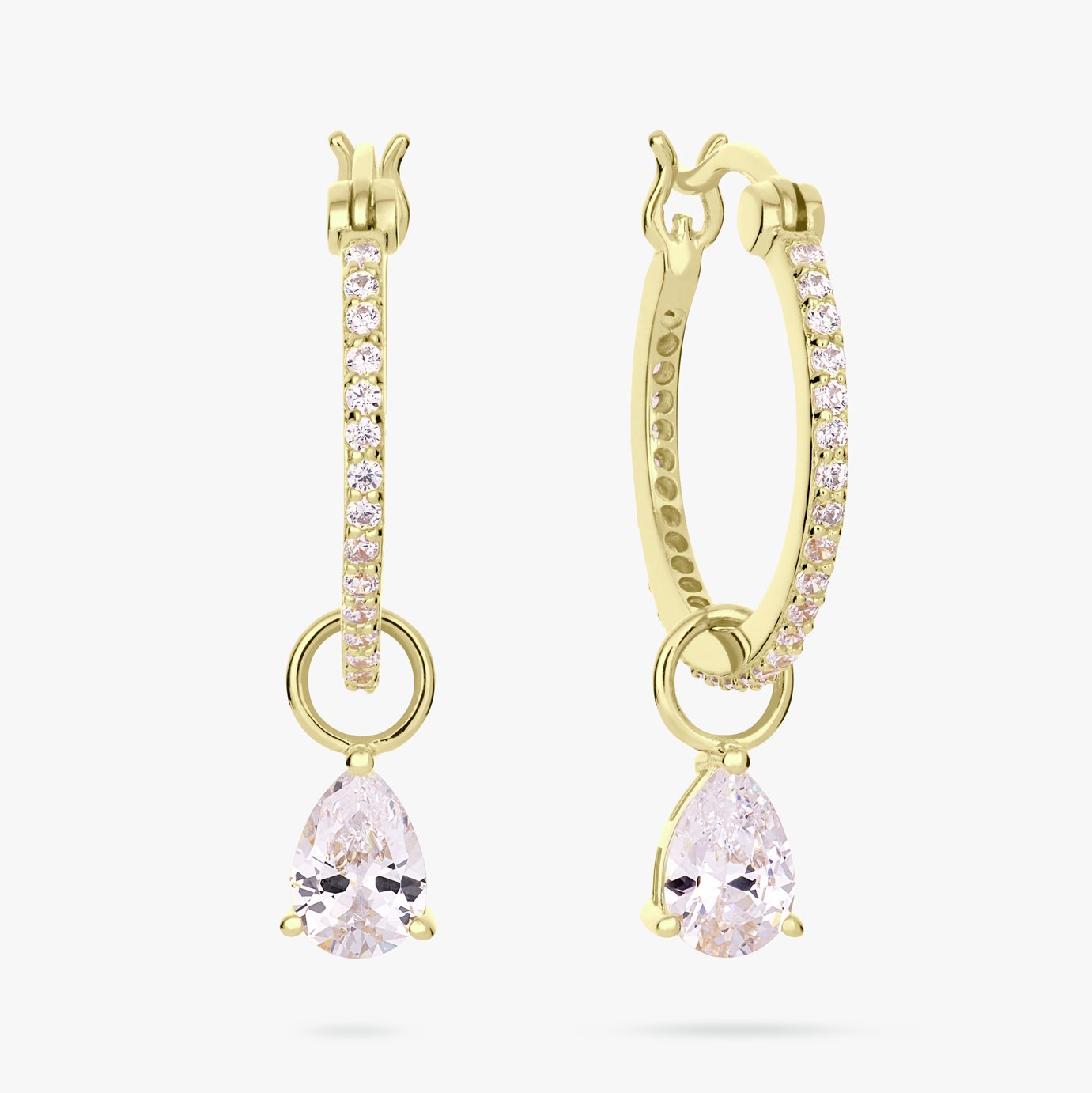 Revere Gold Plated Sterling Silver Drop Hoop Earrings