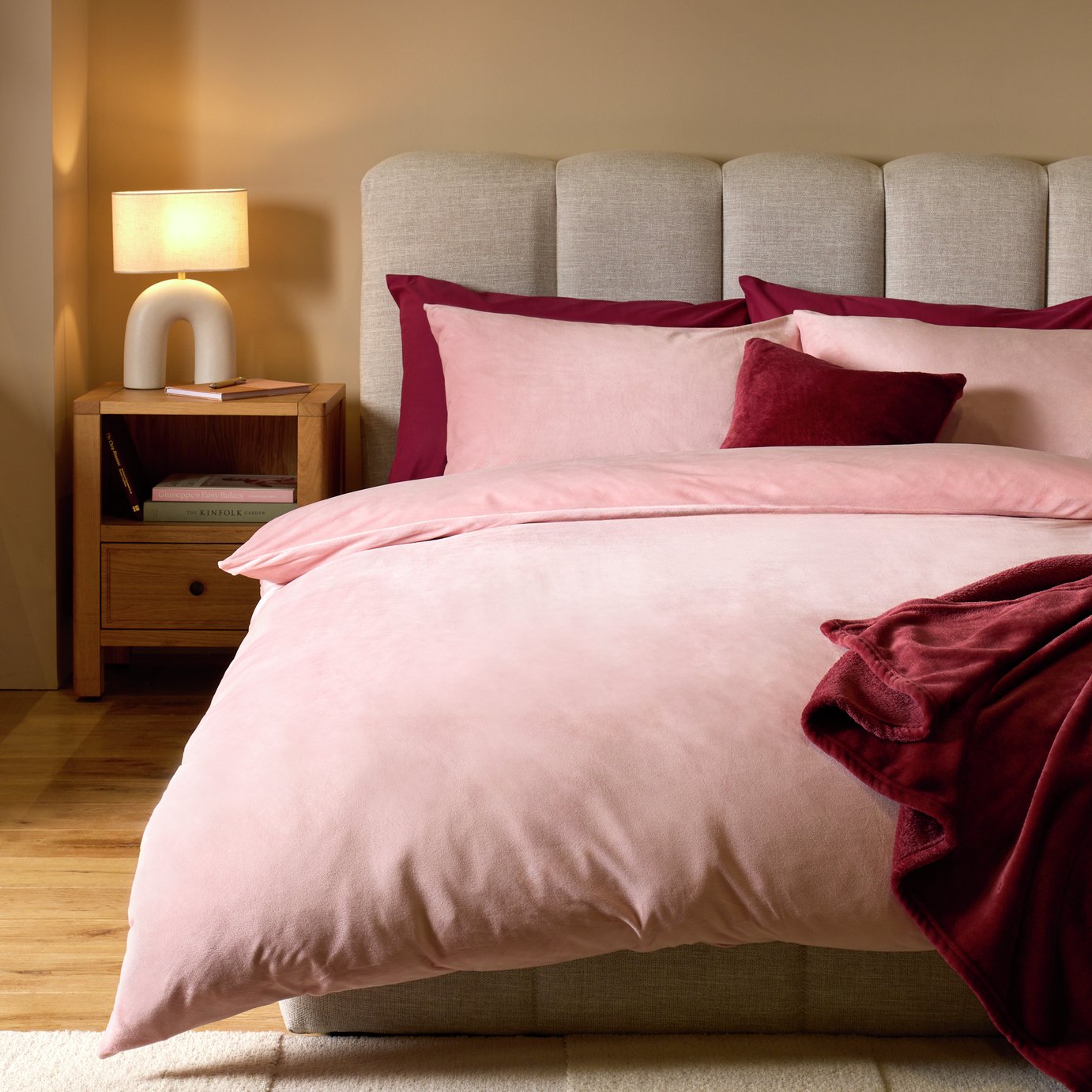 Argos Home Slinky Fleece Blush Bedding Set - King size