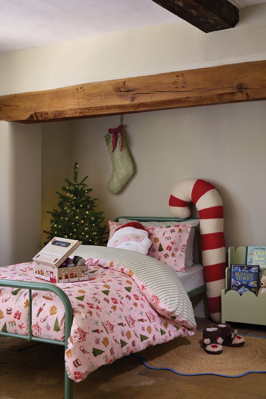 Argos Home Kids Cotton Christmas Vintage Fairy Pink Bedding Set - Double