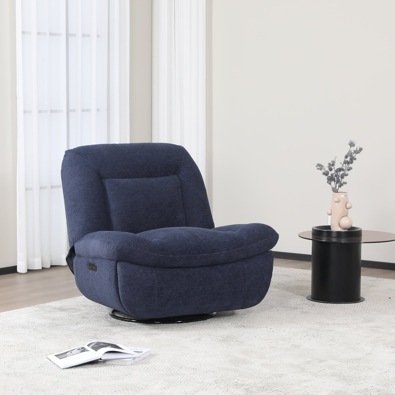 Sofa Source Evo Fabric Swivel Recliner Chair - Blue