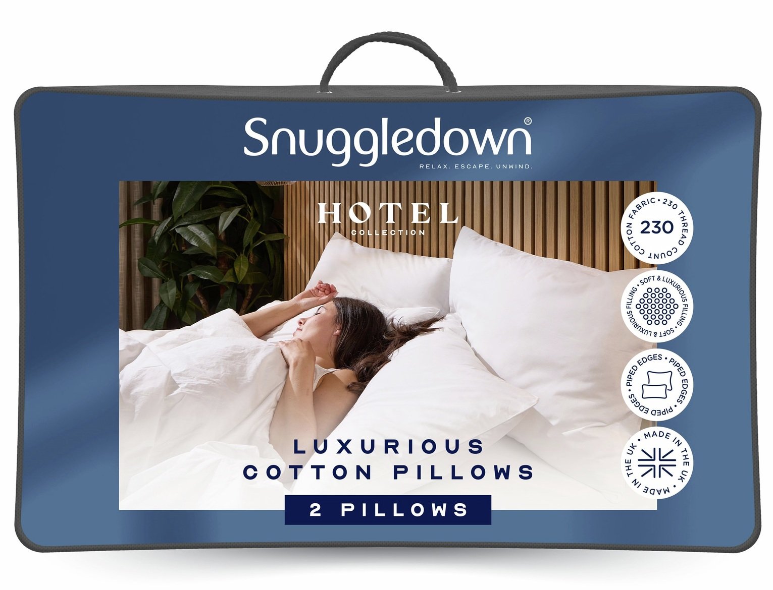 Snuggledown Hotel Cotton Medium Soft Pillow - 2 Pack